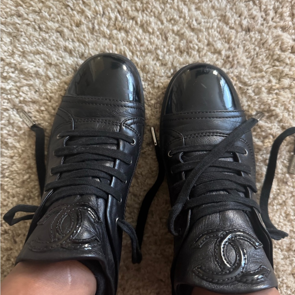 Black High-Top Chanel Sneakers